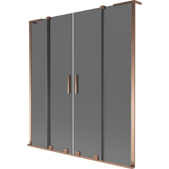 Mexen Velar L Duo 2dielna posuvná vaňová zástena 160 x 150 cm, grafit, ružové zlato - 896-160-003-42-60