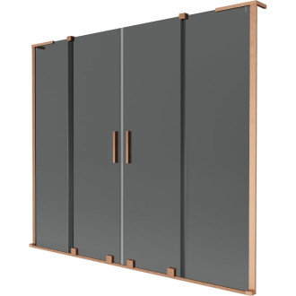 Mexen Velar L Duo 2dielna posuvná vaňová zástena 170 x 150 cm, grafit, kartáčovaná meď - 896-170-003-42-65