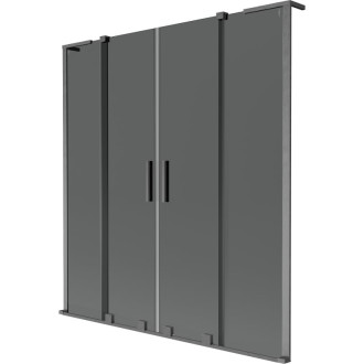 Mexen Velar L Duo 2dielna posuvná vaňová zástena 140 x 150 cm, grafit, kartáčovaná pištoľovo sivá - 896-140-003-42-66