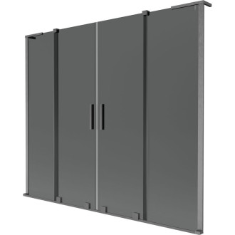 Mexen Velar L Duo 2dielna posuvná vaňová zástena 200 x 150 cm, grafit, kartáčovaná pištoľovo sivá - 896-200-003-42-66
