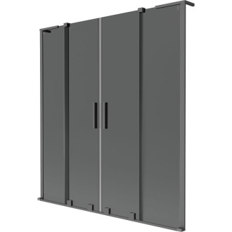 Mexen Velar L Duo 2dielna posuvná vaňová zástena 140 x 150 cm, grafit, strieborná - 896-140-003-42-95