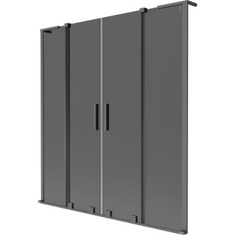 Mexen Velar L Duo 2dielna posuvná vaňová zástena 150 x 150 cm, grafit, strieborná - 896-150-003-42-95