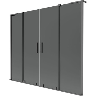 Mexen Velar L Duo 2dielna posuvná vaňová zástena 200 x 150 cm, grafit, strieborná - 896-200-003-42-95