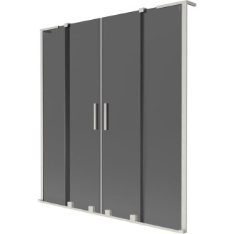 Mexen Velar L Duo 2dielna posuvná vaňová zástena 140 x 150 cm, grafit, kartáčovaný nikel - 896-140-003-42-97