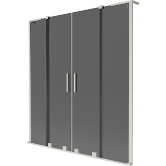 Mexen Velar L Duo 2dielna posuvná vaňová zástena 160 x 150 cm, grafit, kartáčovaný nikel - 896-160-003-42-97
