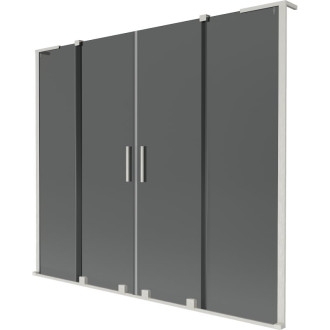 Mexen Velar L Duo 2dielna posuvná vaňová zástena 200 x 150 cm, grafit, kartáčovaný nikel - 896-200-003-42-97