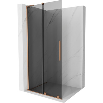 Mexen Velar L Posuvná sprchová zástena 110 x 200 cm, grafit 8 mm, kartáčovaná meď - 871-110-003-43-65