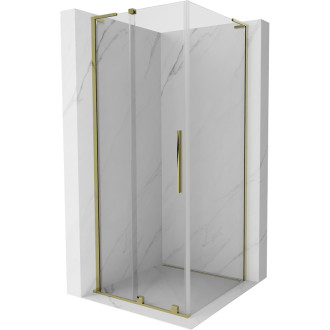 Mexen Velar L posuvný sprchovací kút 90 x 90 cm, priehľadný, zlatý - 871-090-090-03-50