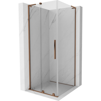 Mexen Velar L posuvný sprchovací kút 120 x 120 cm, priehľadný, ružové zlato - 871-120-120-03-60