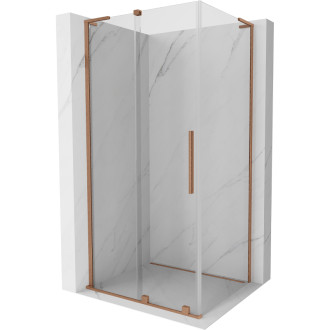 Mexen Velar L posuvný sprchovací kút 120 x 85 cm, priehľadný, kartáčovaná meď - 871-120-085-03-65