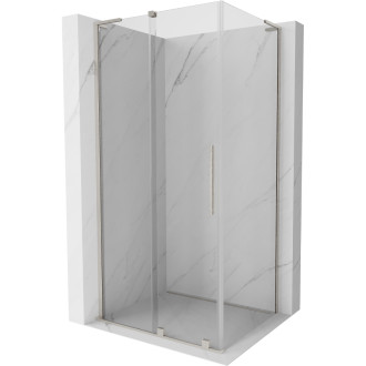 Mexen Velar L posuvný sprchovací kút 90 x 75 cm, priehľadný, kartáčovaný nikel - 871-090-075-03-97