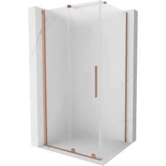 Posuvný sprchovací kút Mexen Velar 120 x 100 cm, matná, kartáčovaná meď - 871-120-100-31-65