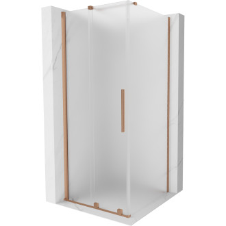 Posuvný sprchovací kút Mexen Velar 120 x 120 cm, matná, kartáčovaná meď - 871-120-120-31-65