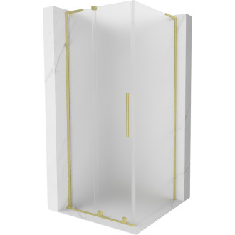 Mexen Velar L posuvný sprchovací kút 90 x 90 cm, matná, kartáčované zlato - 871-090-090-33-55