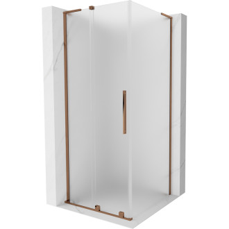 Mexen Velar L posuvný sprchovací kút 90 x 90 cm, matná, ružové zlato - 871-090-090-33-60