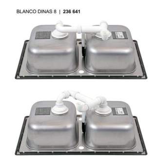 Blanco DINAS 8 523377 dvojdrez s odkvapom, obojstranný nerez kartáčovaný drez vstavaný