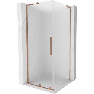 Mexen Velar L posuvný sprchovací kút 120 x 120 cm, matná, kartáčovaná meď - 871-120-120-33-65