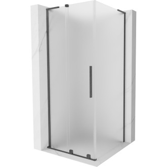 Mexen Velar L posuvný sprchovací kút 100 x 100 cm, hmlistý, kartáčovaná pištoľovo sivá - 871-100-100-33-66
