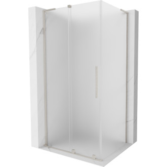 Mexen Velar L posuvný sprchovací kút 90 x 75 cm, matná farba, kartáčovaný nikel - 871-090-075-33-97