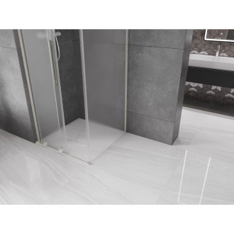 Mexen Velar L posuvný sprchový kout 90 x 90 cm, matný, kartáčovaný nikl - 871-090-090-33-97