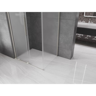 Mexen Velar L posuvný sprchový kout 110 x 90 cm, matná barva, kartáčovaný nikl - 871-110-090-33-97