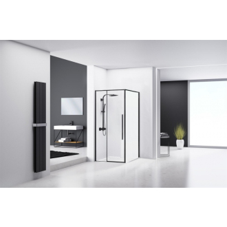 Rea Sprchovací kout z priehľadného skla 900x900 Solar Black REA-K6412