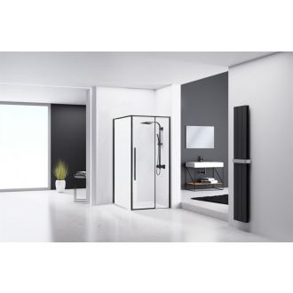 Rea Sprchovací kout z priehľadného skla 900x900 Solar Black REA-K6412