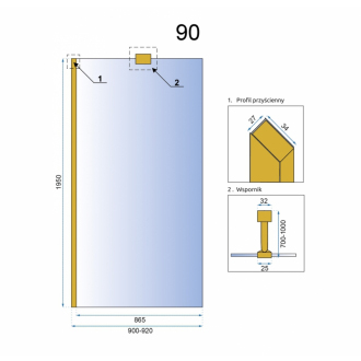 Rea Zástena walk-in Aero Gold 90 REA-K8442