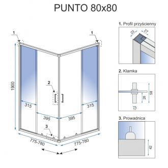 Rea Sprchovací kút Punto 80x80 REA-K0863