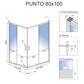 Rea Sprchovací kút Punto Black 80x100 REA-K4806