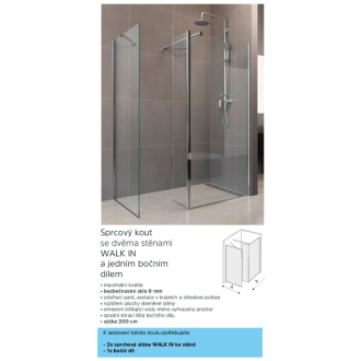 Mereo Novea sprchová stena 350mm s rohovým profilom, sklo 8mm, EASY CLEAN CK10635S