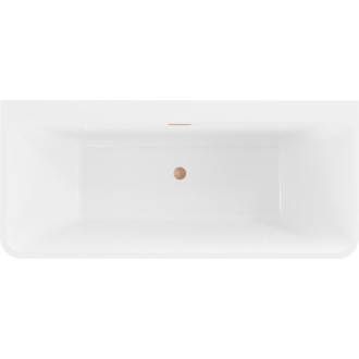 Voľne stojaca závesná vaňa Mexen Volta 150 x 75 cm, biela/čierna, prepad z kartáčovanej medi - 51131507575-65