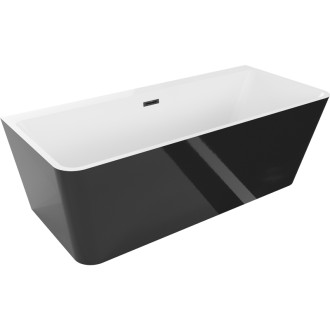 Voľne stojaca závesná vaňa Mexen Volta 150 x 75 cm, biela/čierna, čierny prepad - 51131507575-70