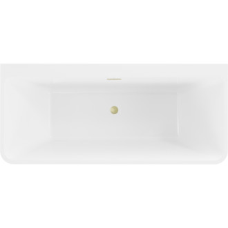 Voľne stojaca závesná vaňa Mexen Volta 170 x 75 cm, biela/čierna, prepad kartáčovaný zlatý - 51131707575-55