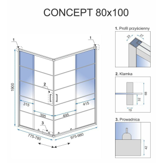 Rea Sprchovací kút Concept black 80x100 REA-K6389