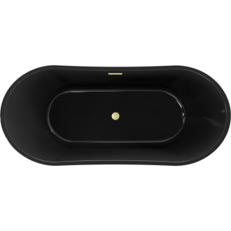 Voľne stojaca vaňa Mexen Montana 170 x 80 cm, čierna, prepad kartáčovaný zlatý - 52011708070-55