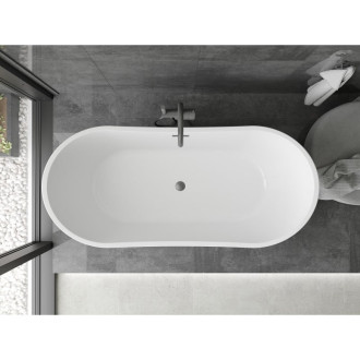 Voľne stojaca vaňa Mexen Montana 180 x 80 cm, biela, kartáčovaný prepad vo farbe gun gray - 52011808000-66
