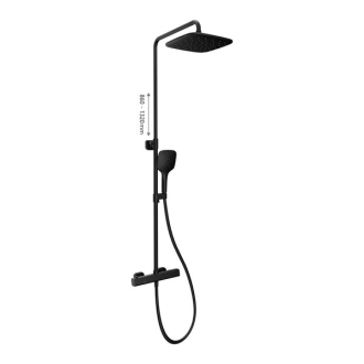 Ravak TD F 091.20 Sprchový stĺp s termostat. bat. a setom, black X070160