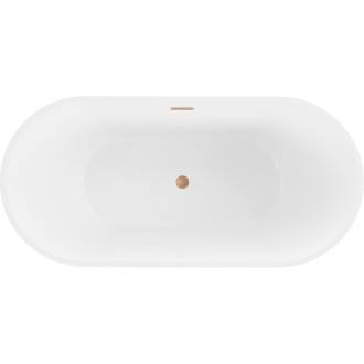 Voľne stojaca vaňa Mexen Luna 180 x 80 cm, biela, prepad z kartáčovanej medi - 52031808000-65