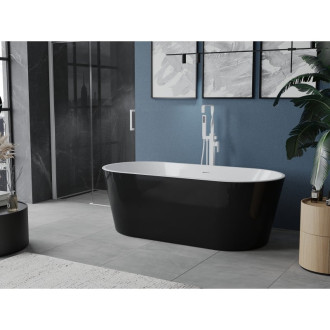 Voľne stojaca vaňa Mexen Luna 180 x 80 cm, biela/čierna, biely prepad - 52031808075-20