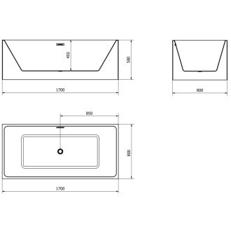 Voľne stojaca vaňa Mexen Nita 170 x 80 cm, biela, prepad vo farbe delového kovu - 52091708000-95