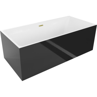 Voľne stojaca vaňa Mexen Nita 170 x 80 cm, biela / čierna, prepad kartáčovaný zlatý - 52091708075-55