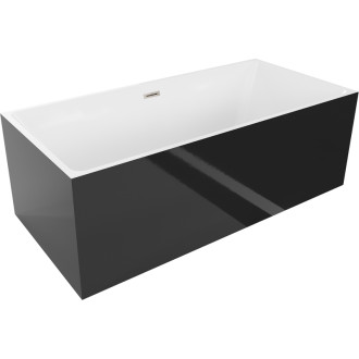 Voľne stojaca vaňa Mexen Nita 170 x 80 cm, biela/čierna, prepad kartáčovaný nikel - 52091708075-97