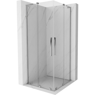 Mexen Velar L Duo posuvný sprchovací kút 100 x 100 cm, priehľadný, chróm - 871-100-100-02-03-01