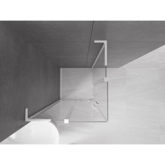 Mexen Velar L Duo posuvný sprchový kout 80 x 80 cm, průhledný, bílý - 871-080-080-02-03-20