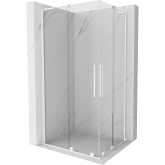 Mexen Velar L Duo posuvný sprchovací kút 100 x 90 cm, priehľadný, biely - 871-100-090-02-03-20
