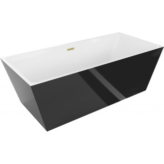 Voľne stojaca vaňa Mexen Solid 170 x 75 cm, biela/čierna, prepad kartáčovaný zlatý - 52121707575-55