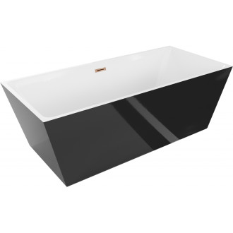 Voľne stojaca vaňa Mexen Solid 170 x 75 cm, biela/čierna, ružovo-zlatý prepad - 52121707575-60
