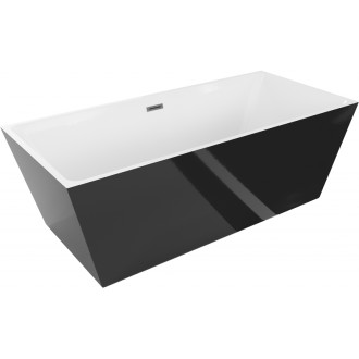 Voľne stojaca vaňa Mexen Solid 170 x 75 cm, biela/čierna, kartáčovaný prepad vo farbe pištole gray - 52121707575-66