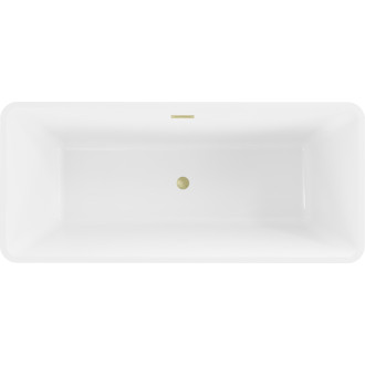 Voľne stojaca vaňa Mexen Tonia 170 x 75 cm, biela/čierna, prepad kartáčovaný zlatý - 52171707575-55
